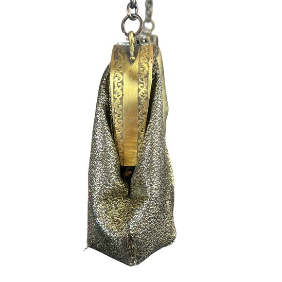 Menbur Event Clutch Gold Tone Metallic Bejewelled Ornate Clasp Retro Handbag - Picture 10 of 14